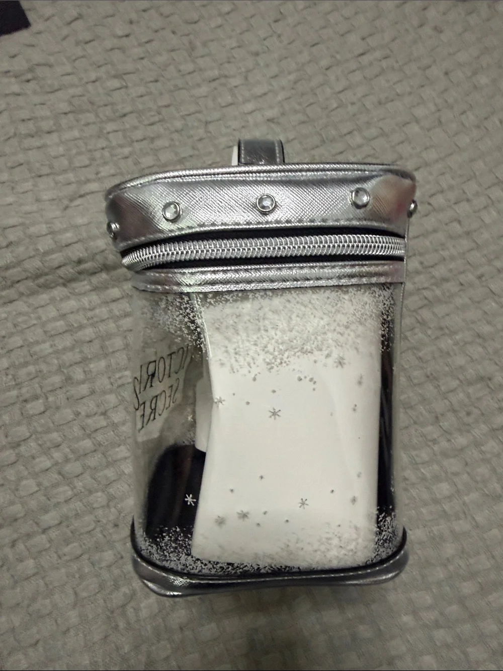 Victoria's Secret Silver Glitter Clear Travel Pouch - Picture 4 of 4